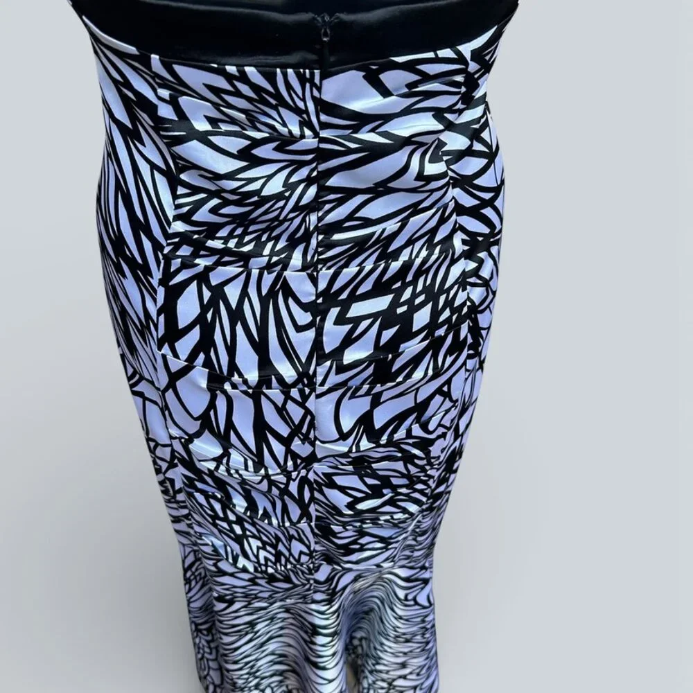 MORGAN & CO Company Black White Criss Cross Back Formal Dress Gown XS Prom - Picture 8 of 8